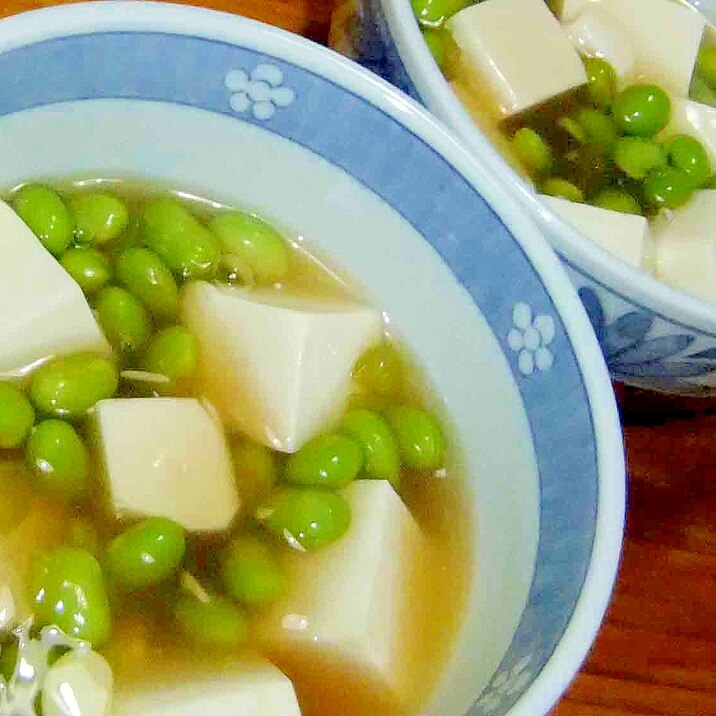 お豆腐と枝豆のとろとろスープ